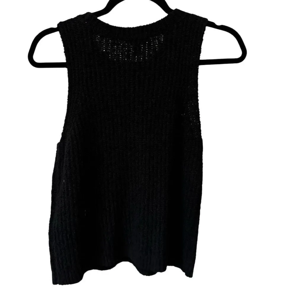 Revolve Eileen Fisher Cotton Cashmere Fluff Black Sleeveless Ribbed Tank Top XS